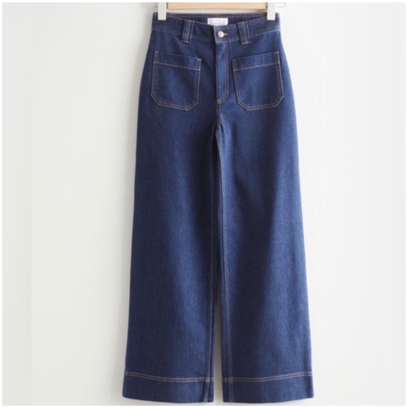 Wide Leg Cropped Patch Pocket Jeans - Picture 2 of 6